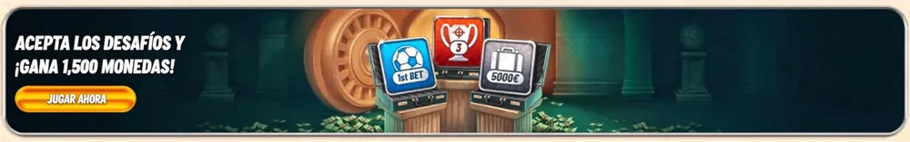 Banner de desafÃos de juego Vegasino y recompensas de monedas de lealtad